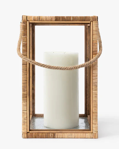 Rattan & Glass Lantern