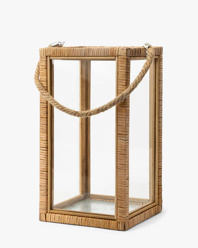 Rattan & Glass Lantern