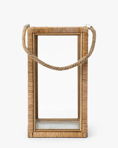 Rattan & Glass Lantern
